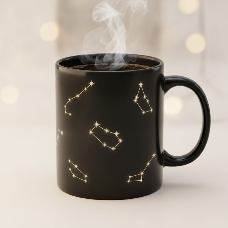 Illustration of Heat-Changing Constellation Mug