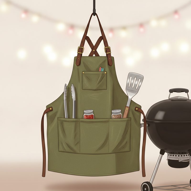 Illustration of Grill Apron with Tool Pockets