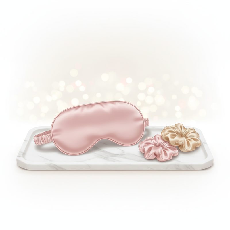 Illustration of Satin Sleep Set (Mask & Scrunchies)
