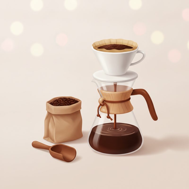 Illustration of Pour-Over Coffee Set