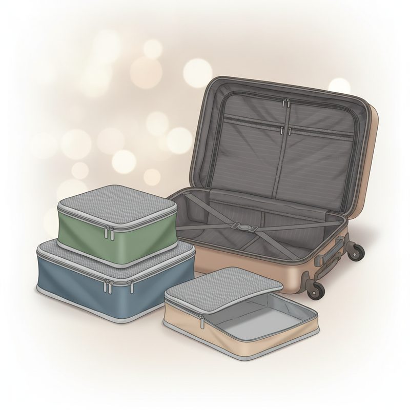 Illustration of Compression Packing Cubes Set