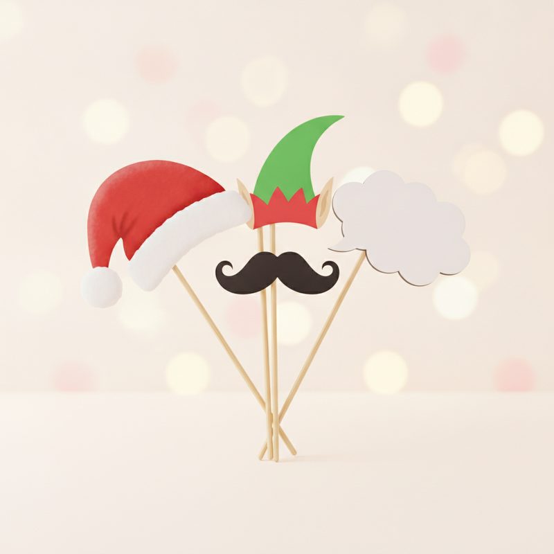 Illustration of Holiday Photo Booth Props Kit