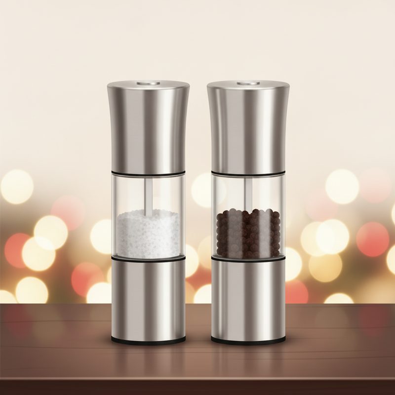 Illustration of Electric Salt & Pepper Grinder Set