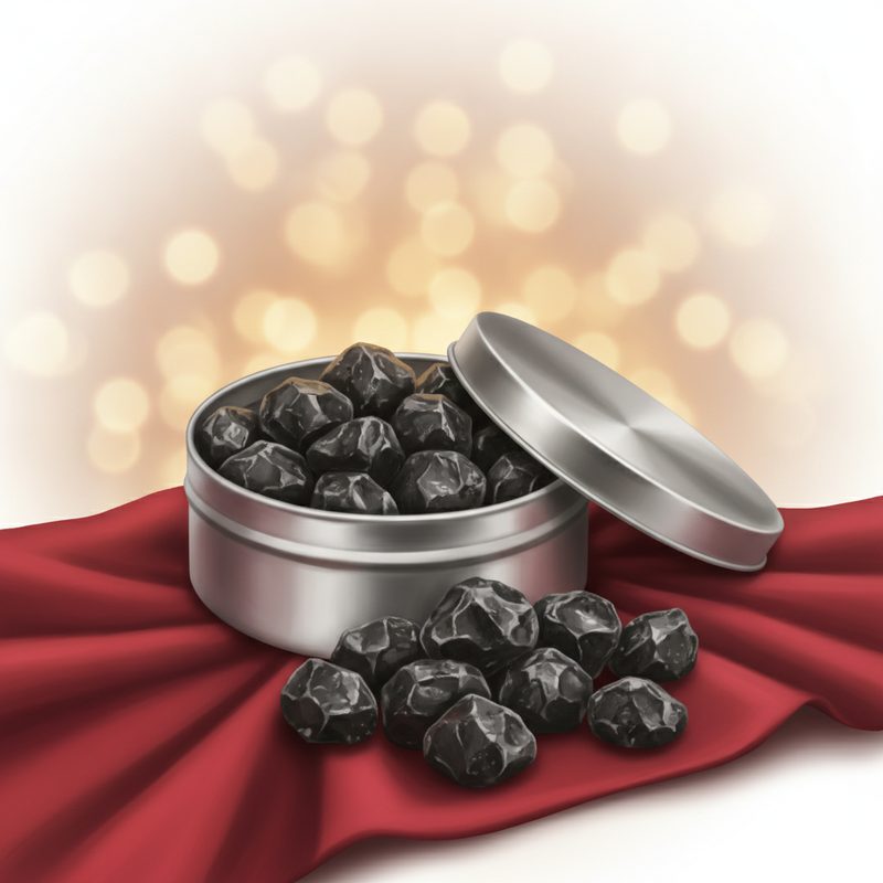 Illustration of Lump of Coal Candy Tin