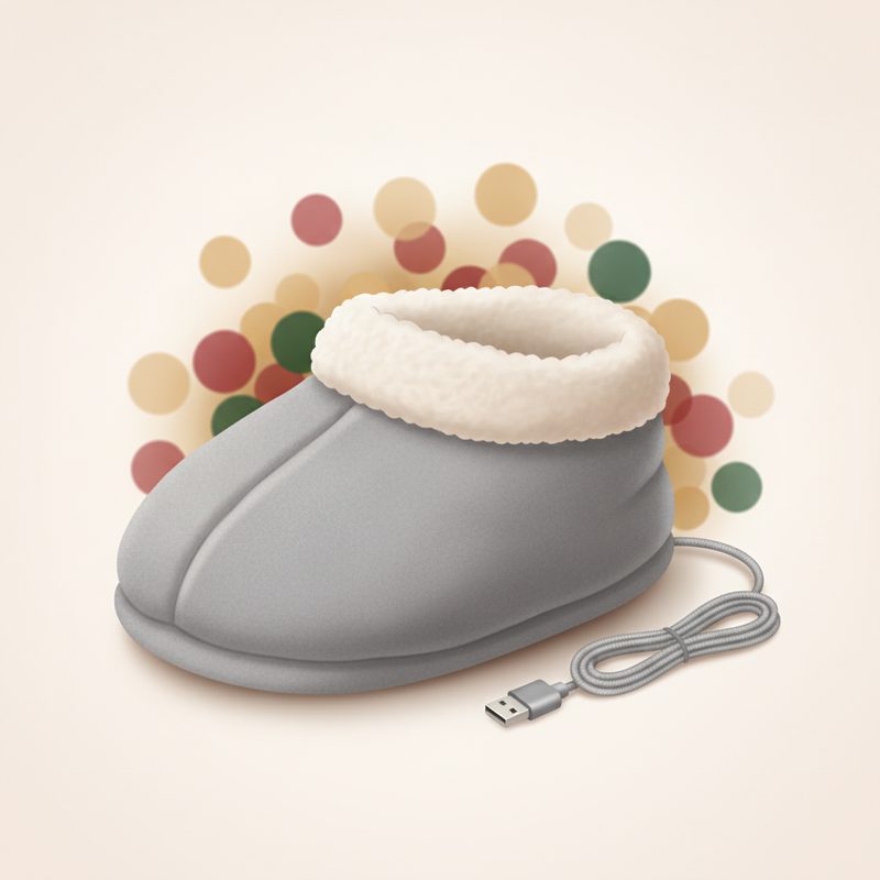 Illustration of Fuzzy Heated Foot Warmer Slipper