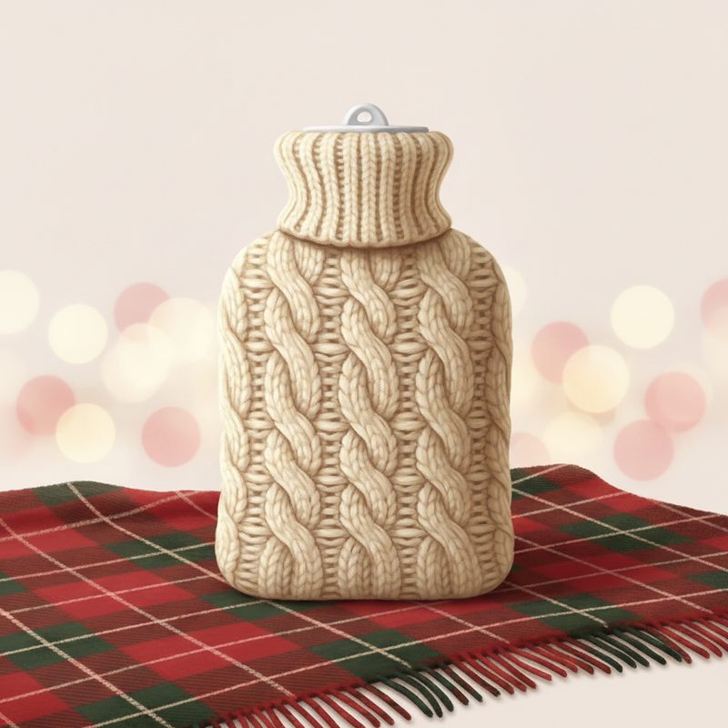 Illustration of Knit-Covered Hot Water Bottle