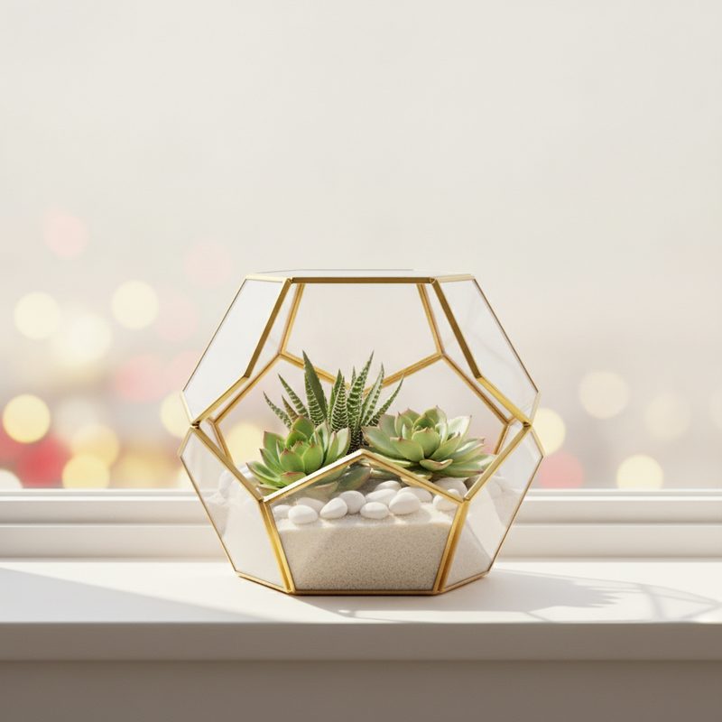 Illustration of Geometric Glass Terrarium