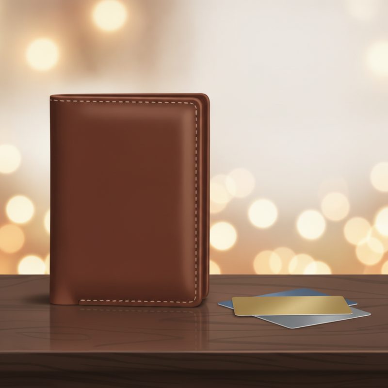Illustration of Slim RFID Leather Wallet