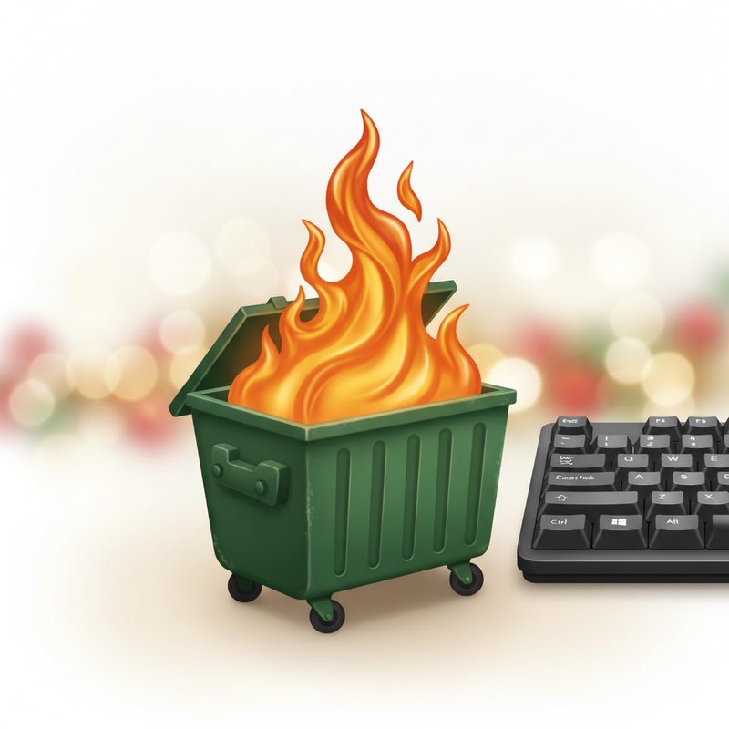 Illustration of Dumpster Fire Desk Ornament