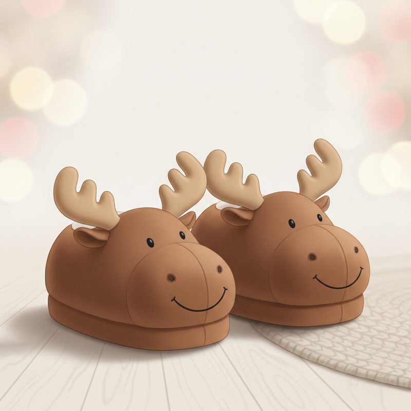 Illustration of Plush Moose Slippers