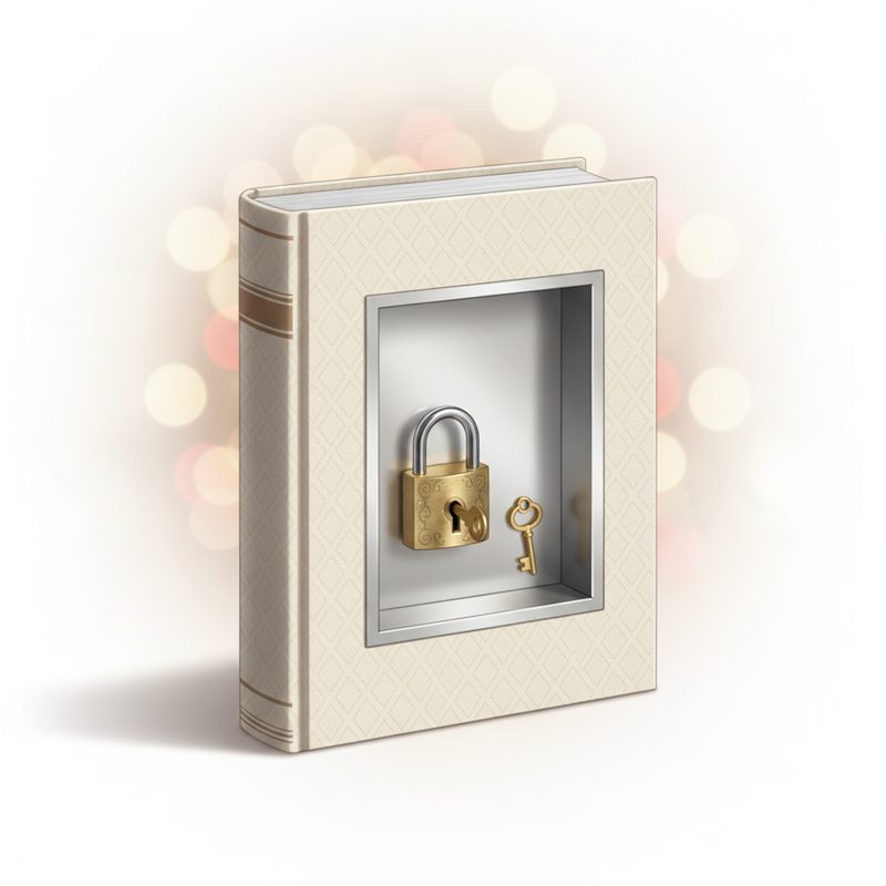 Illustration of Book Safe with Lock