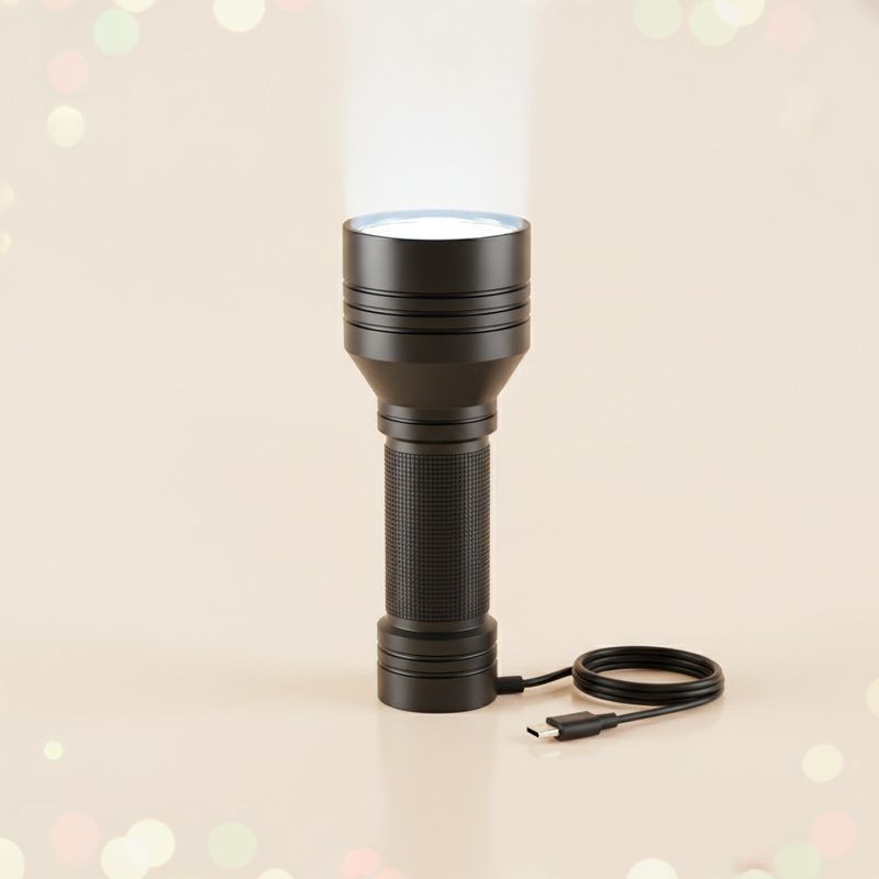 Illustration of High-Lumen Rechargeable Flashlight