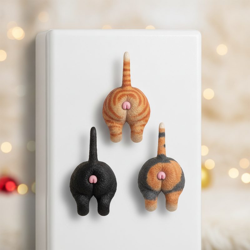Illustration of Cat Butt Fridge Magnets Set