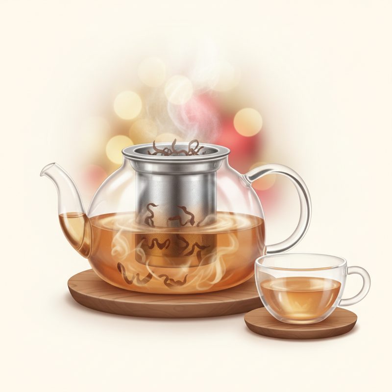 Illustration of Glass Teapot with Infuser
