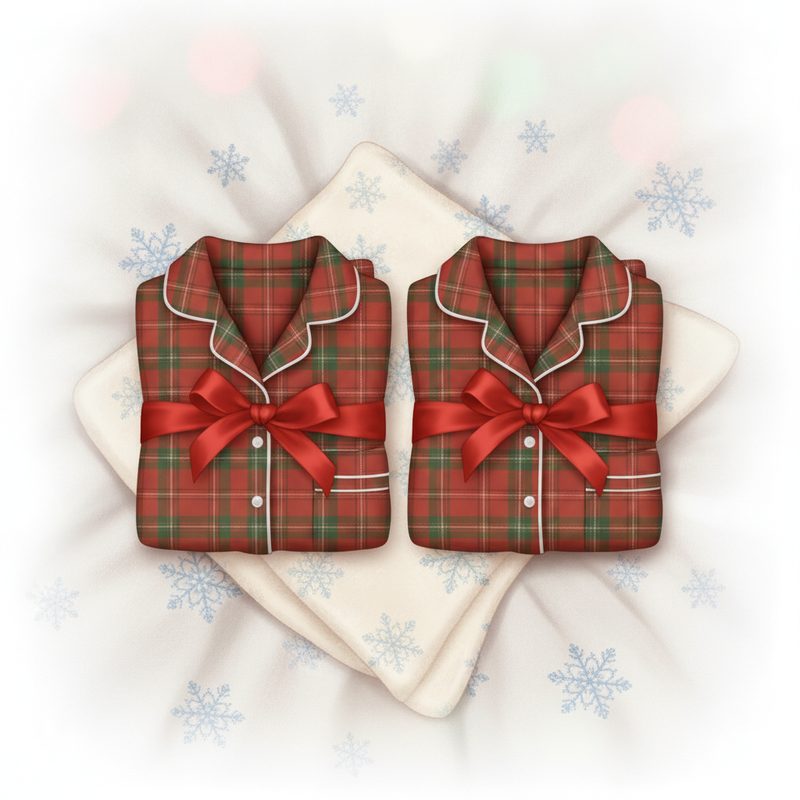 Illustration of Matching Holiday Pajamas