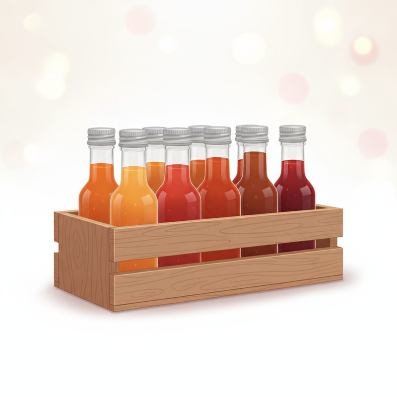 Illustration of Hot Sauce Sampler Set (mini bottles)