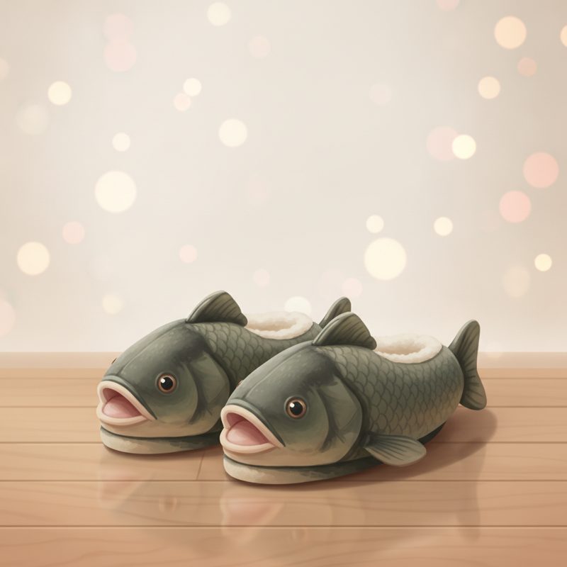 Illustration of Realistic Fish Slippers