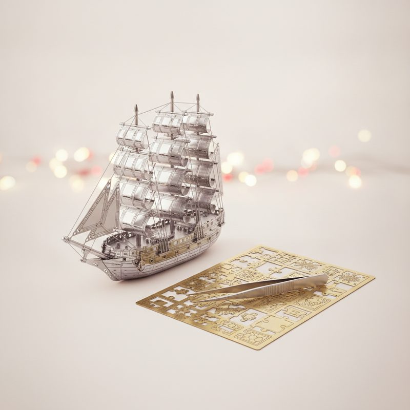 Illustration of 3D Metal Puzzle Model Kit