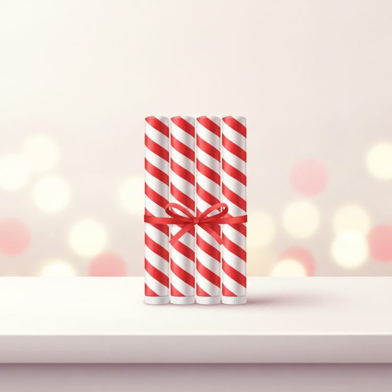 Illustration of Candy Cane Lip Balm Set