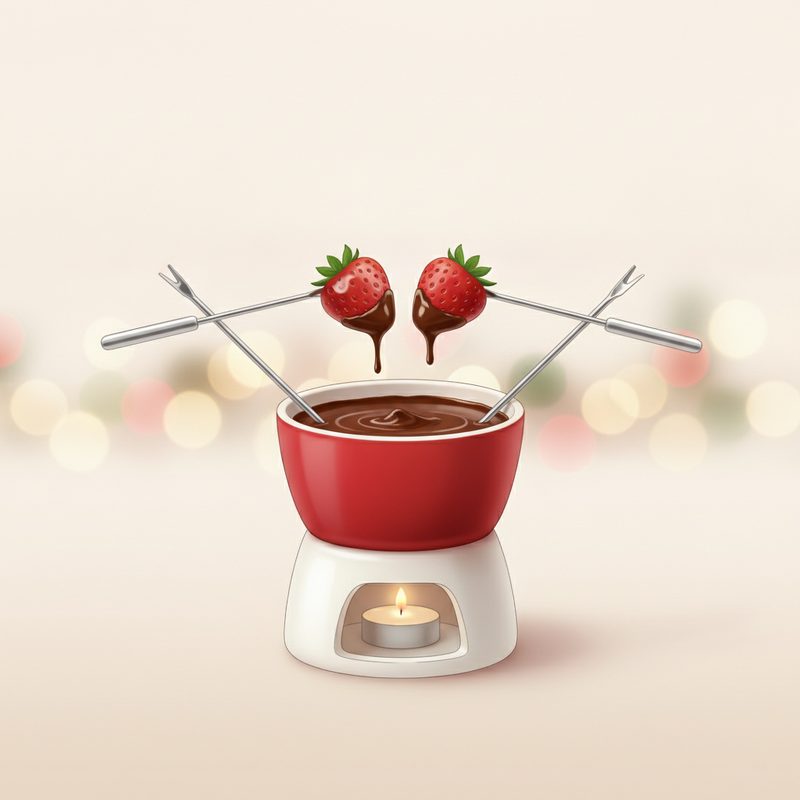 Illustration of Chocolate Fondue Set for Two