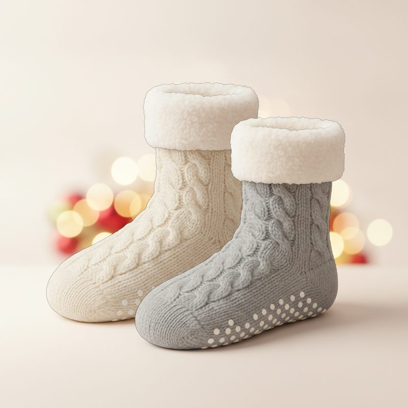 Illustration of Sherpa-Lined Slipper Socks (2 pairs)