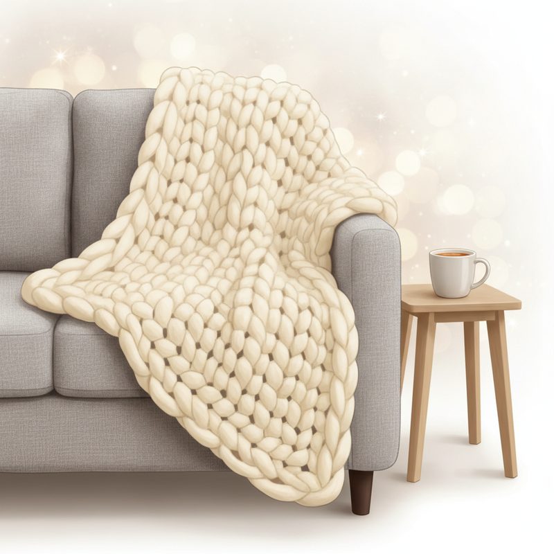 Illustration of Chunky Knit Throw Blanket