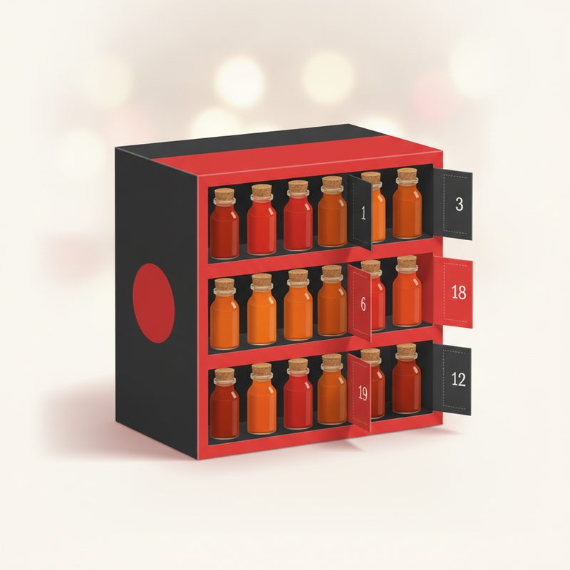 Illustration of Hot Sauce Advent Calendar