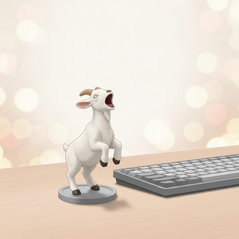 Illustration of Screaming Goat Desk Figurine