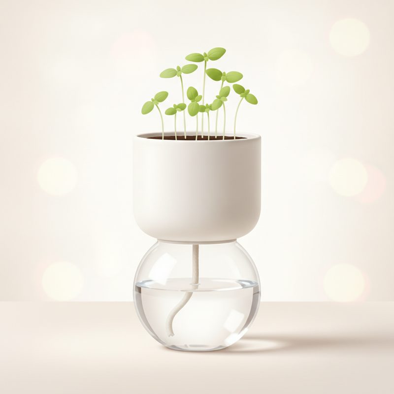 Illustration of Ceramic Self-Watering Herb Pot (Basil Kit)
