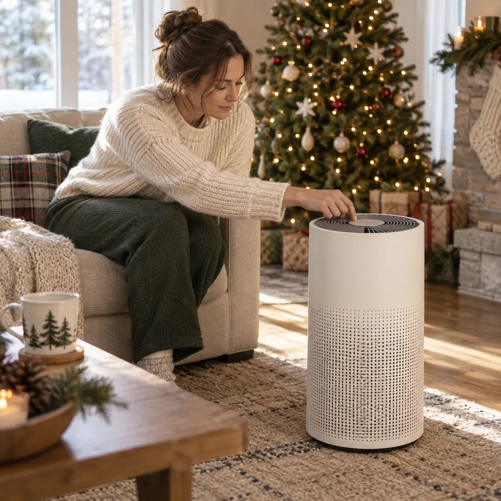 Representative photo-style image of air purifiers — generated, not a specific product