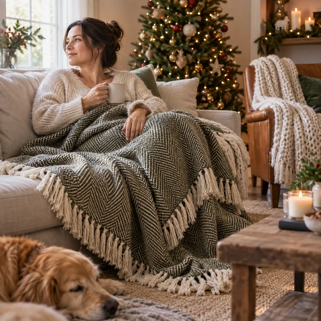 Representative photo-style image of chair & sofa throws — generated, not a specific product