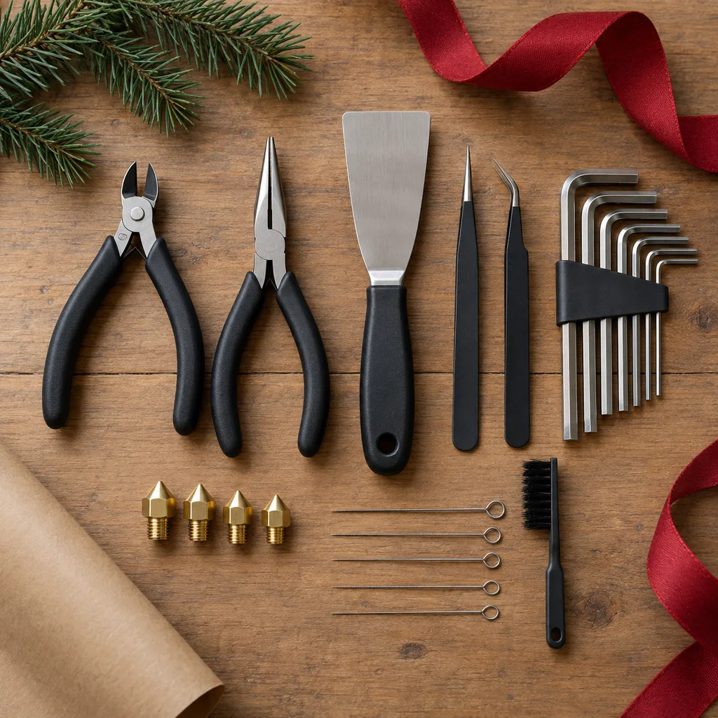 Representative photo-style image of 3d printing tool and maintenance kit — generated, not a specific product