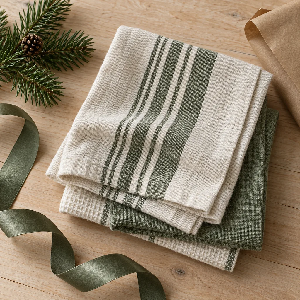 Representative photo-style image of kitchen towels — generated, not a specific product
