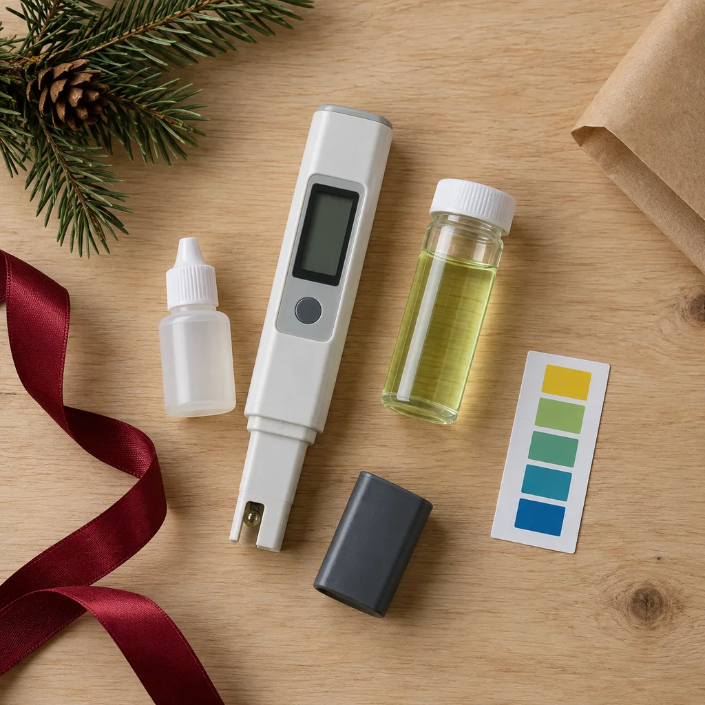 Representative photo-style image of accurate hydroponic ph testing kit — generated, not a specific product