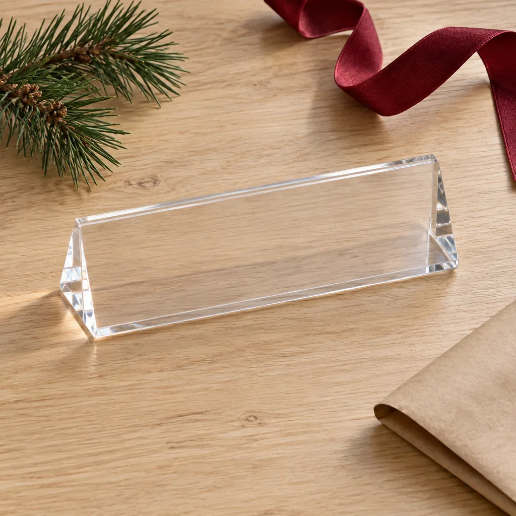 Representative photo-style image of acrylic desk wedge — generated, not a specific product