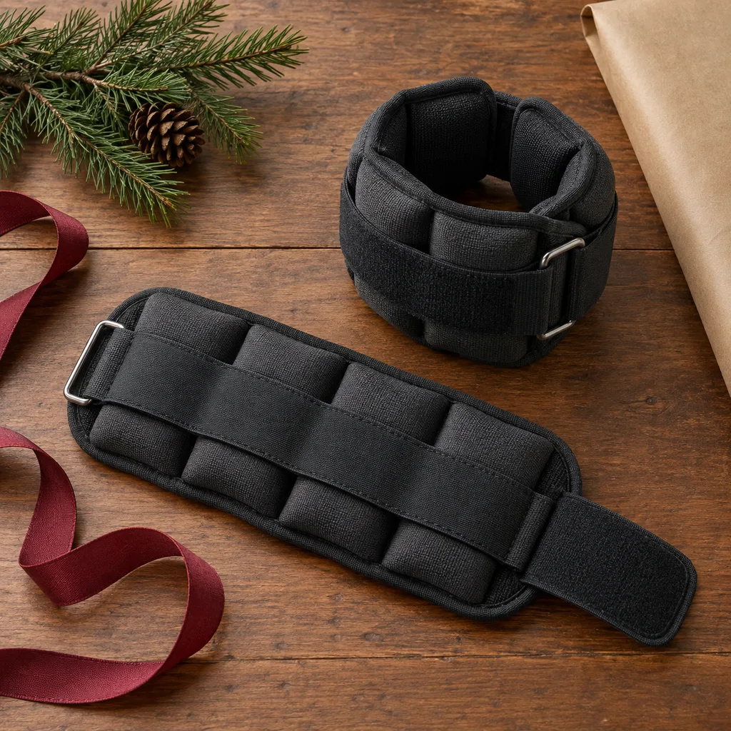 Representative photo-style image of adjustable ankle and wrist weights — generated, not a specific product