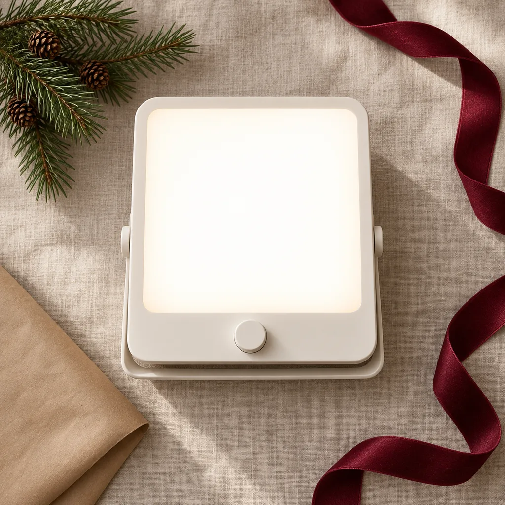 Representative photo-style image of adjustable brightness therapy lamp — generated, not a specific product