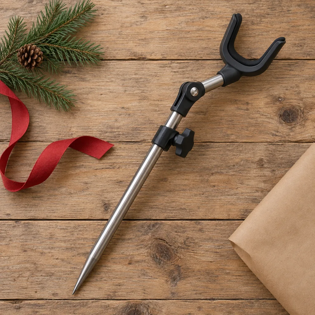 Representative photo-style image of adjustable ground fishing rod holder — generated, not a specific product