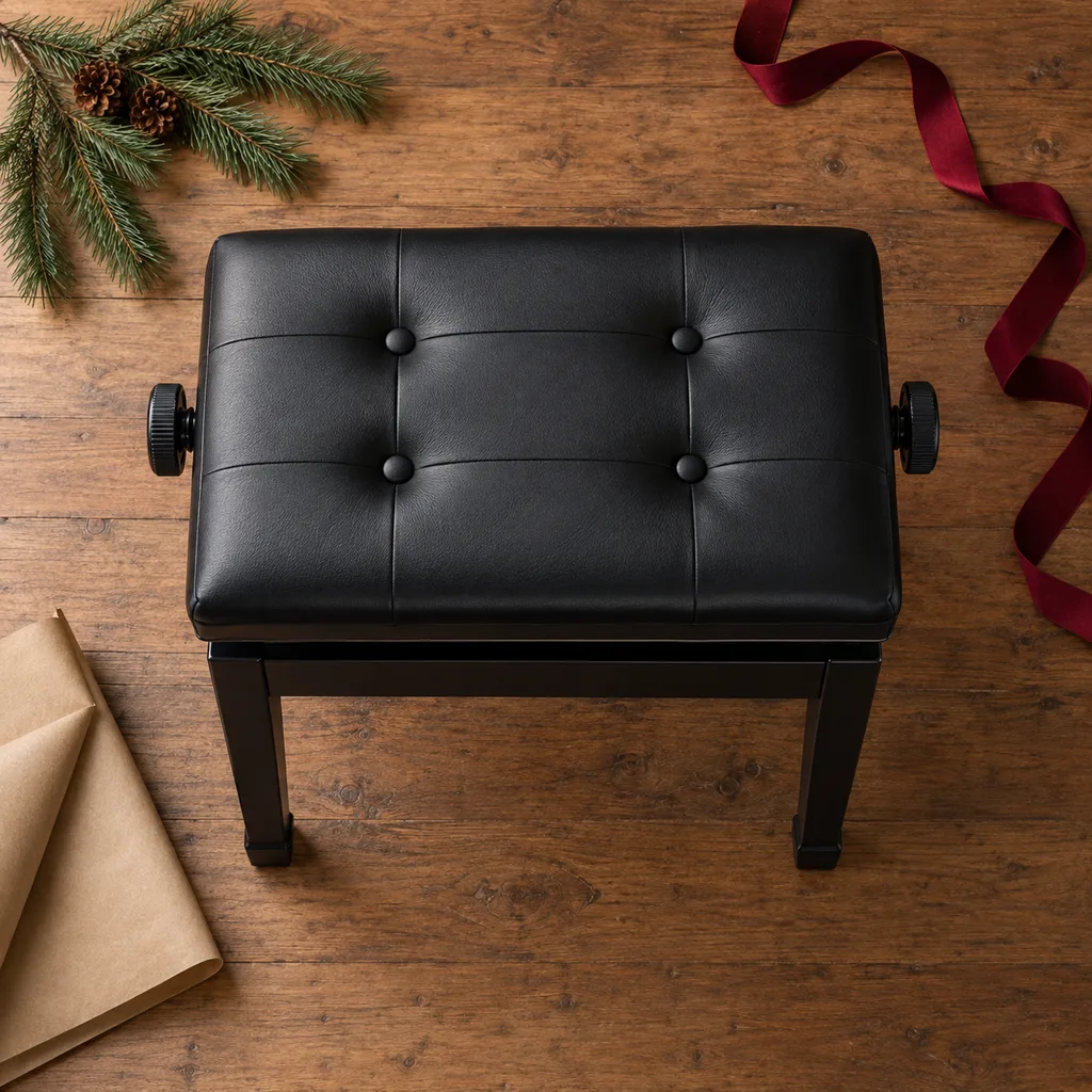 Representative photo-style image of adjustable piano bench — generated, not a specific product