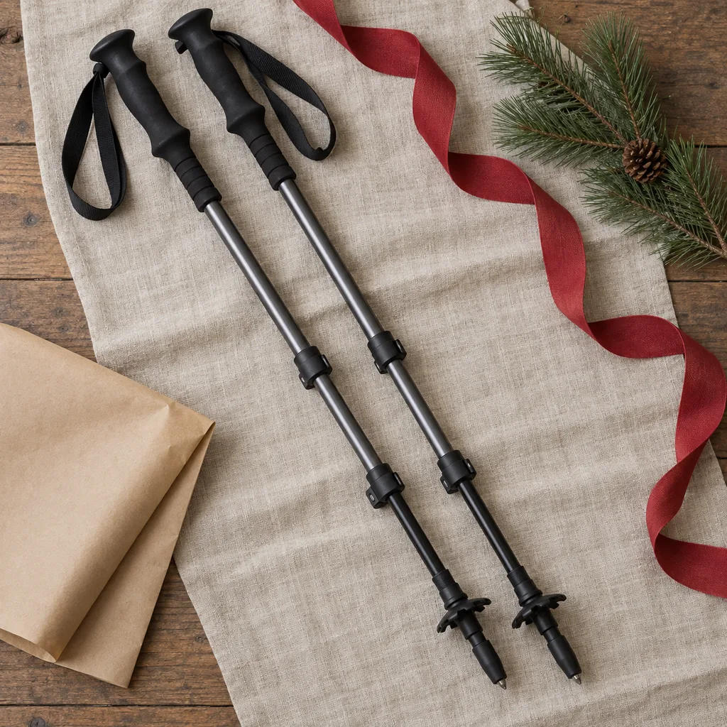 Representative photo-style image of adjustable trekking poles for trail walking — generated, not a specific product