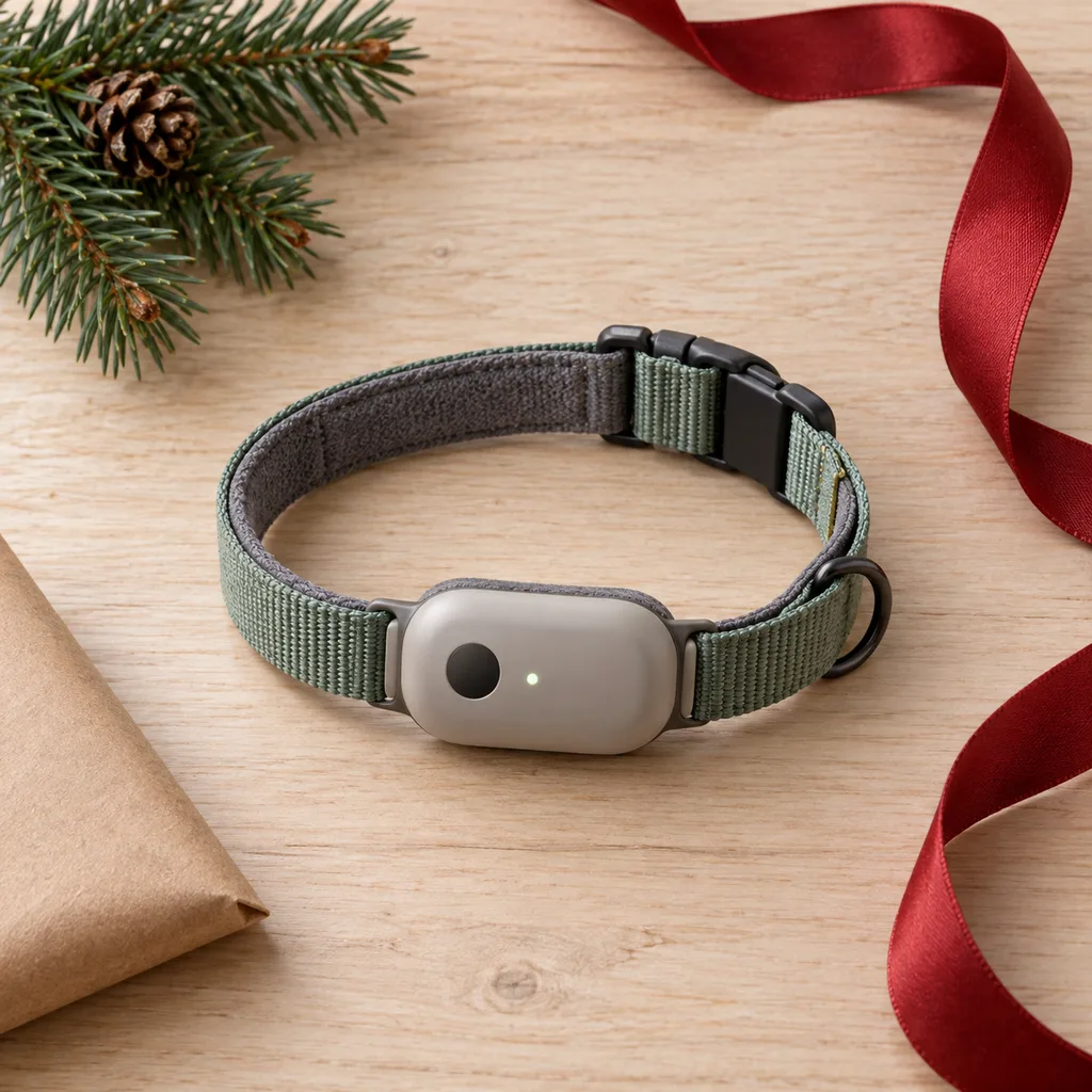 Representative photo-style image of advanced pet sleep quality monitor — generated, not a specific product