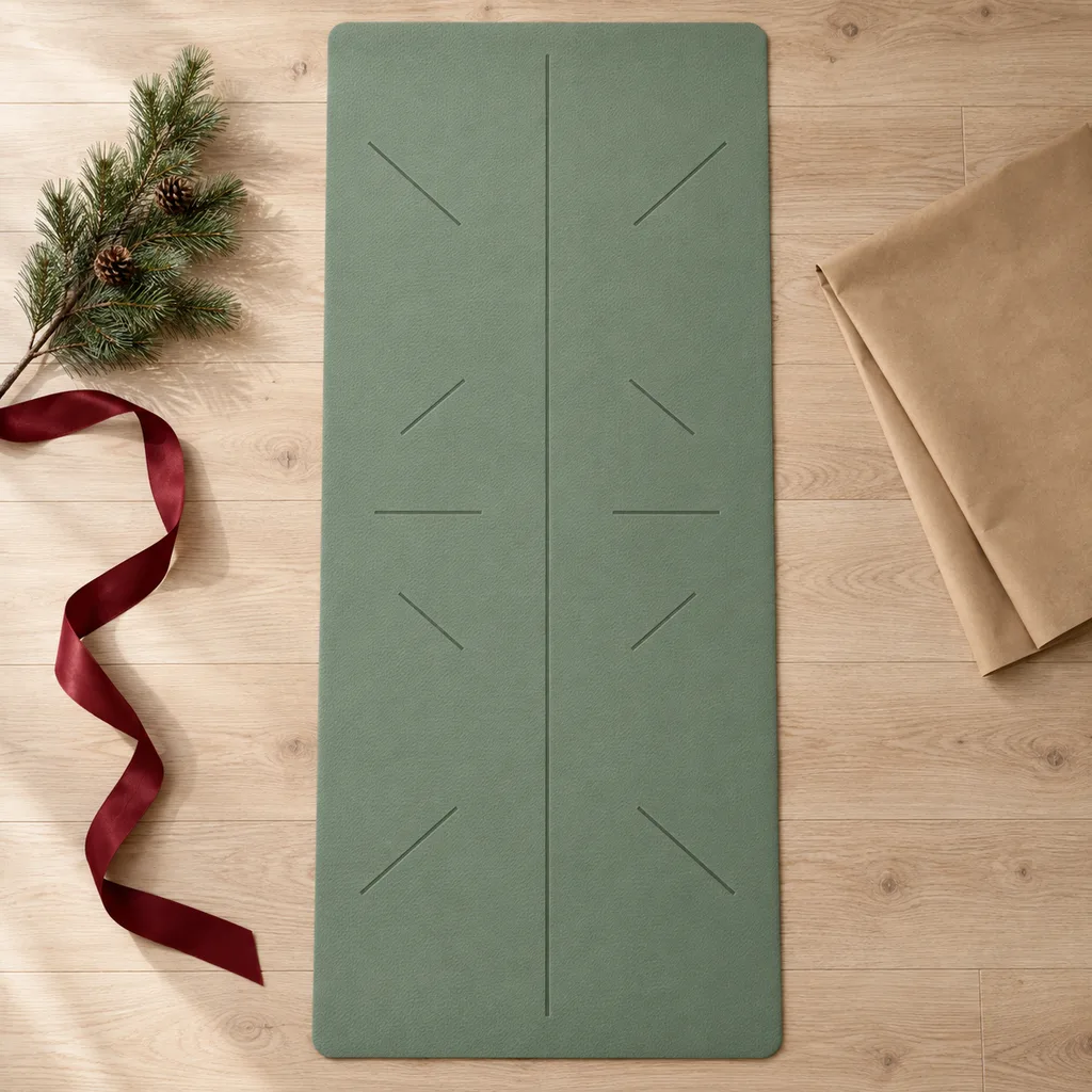 Representative photo-style image of alignment guide yoga practice mat — generated, not a specific product