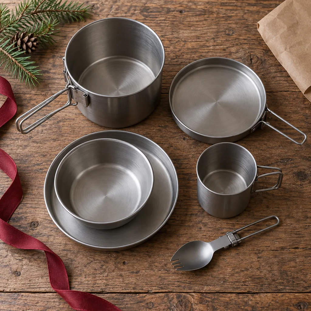 Representative photo-style image of all-in-one compact mess kit — generated, not a specific product