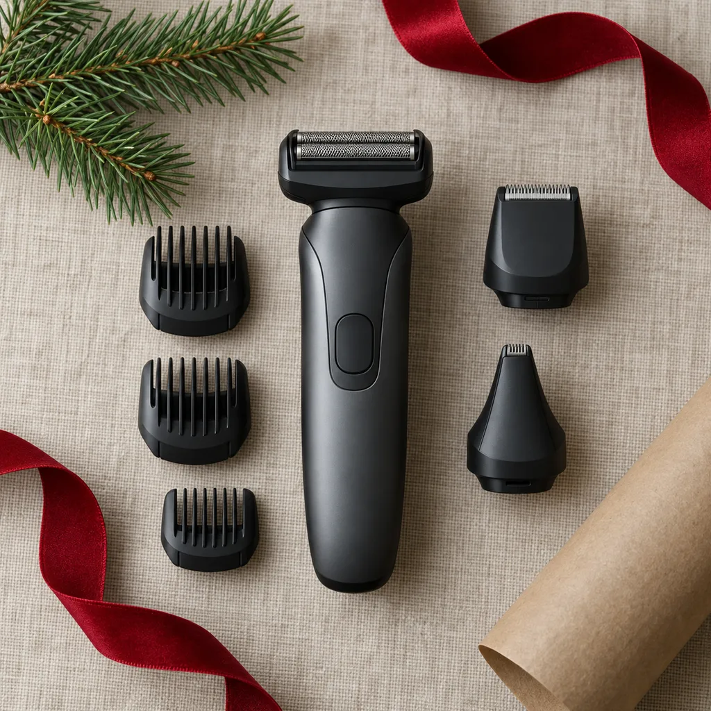 Representative photo-style image of all-in-one electric grooming kit — generated, not a specific product