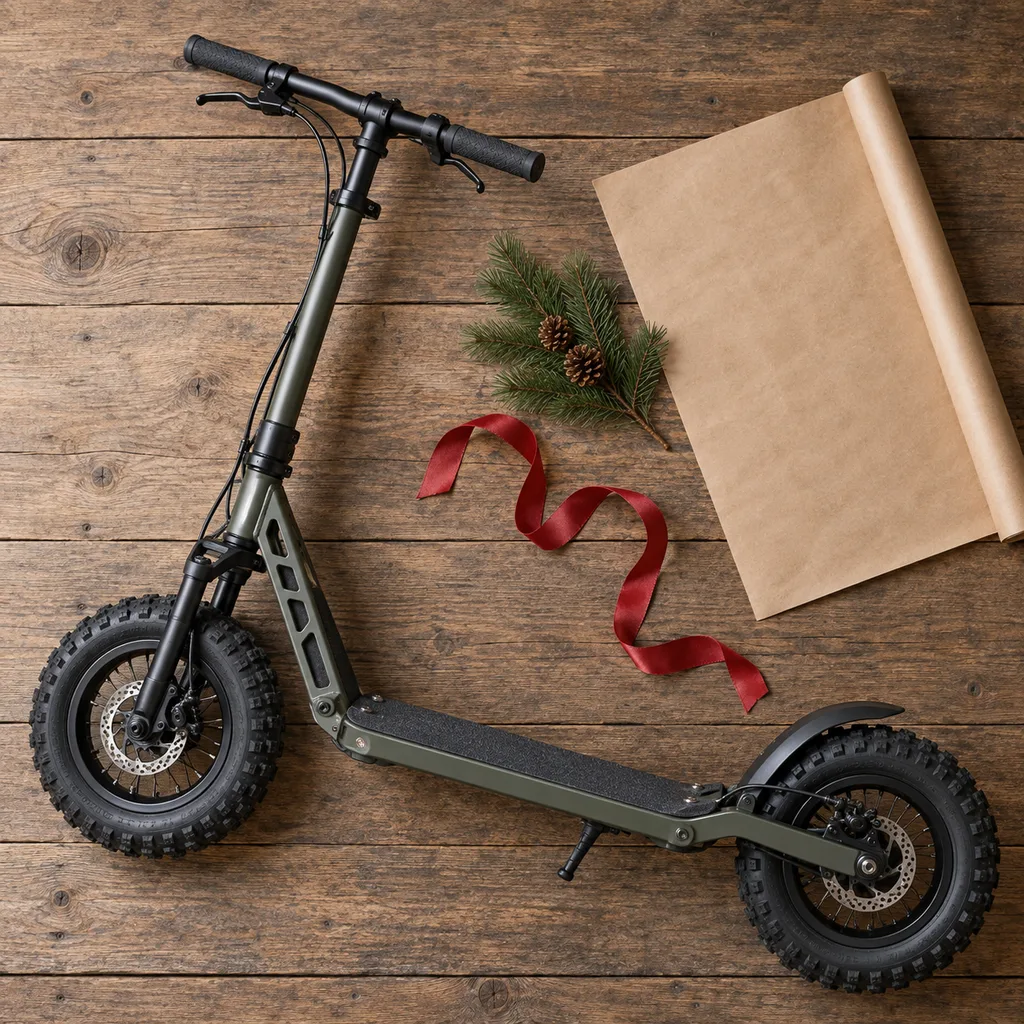 Representative photo-style image of all terrain off road scooter — generated, not a specific product