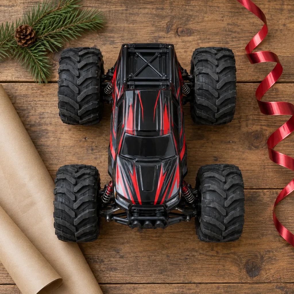 Representative photo-style image of all-terrain remote control monster truck — generated, not a specific product