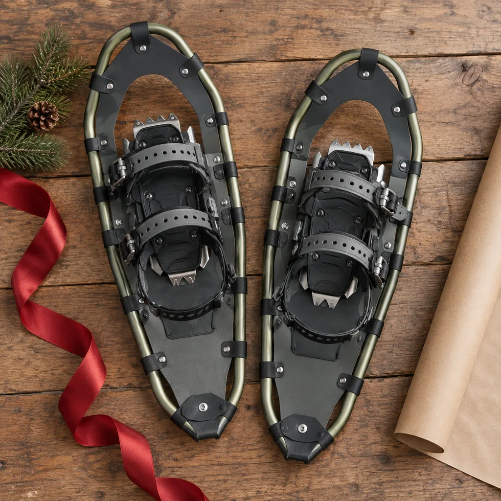 Representative photo-style image of all-terrain snowshoes — generated, not a specific product