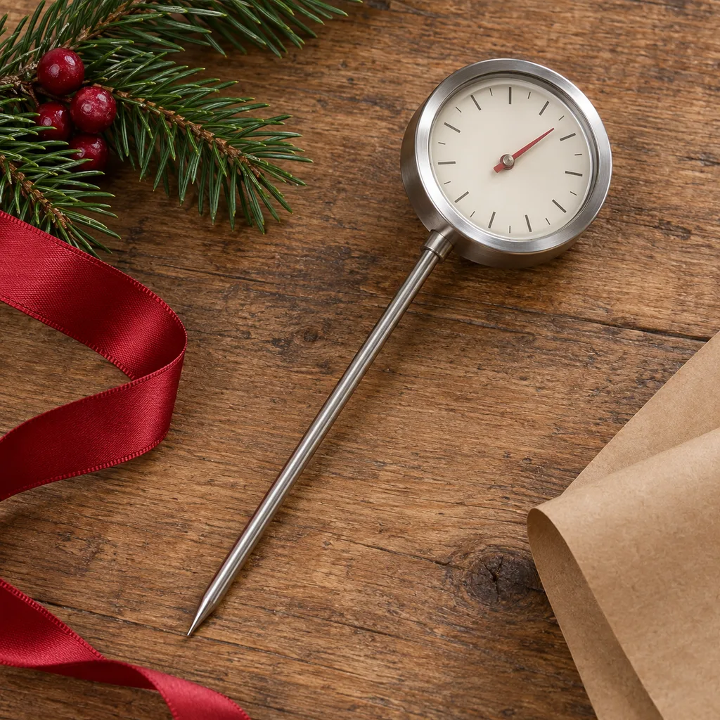 Representative photo-style image of analog dial roasting thermometer — generated, not a specific product