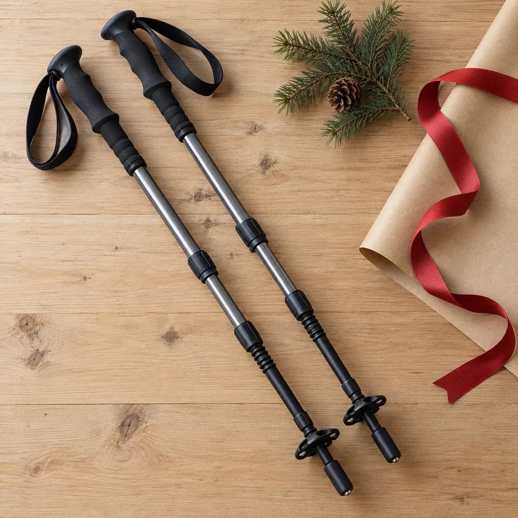 Representative photo-style image of anti shock trekking poles — generated, not a specific product
