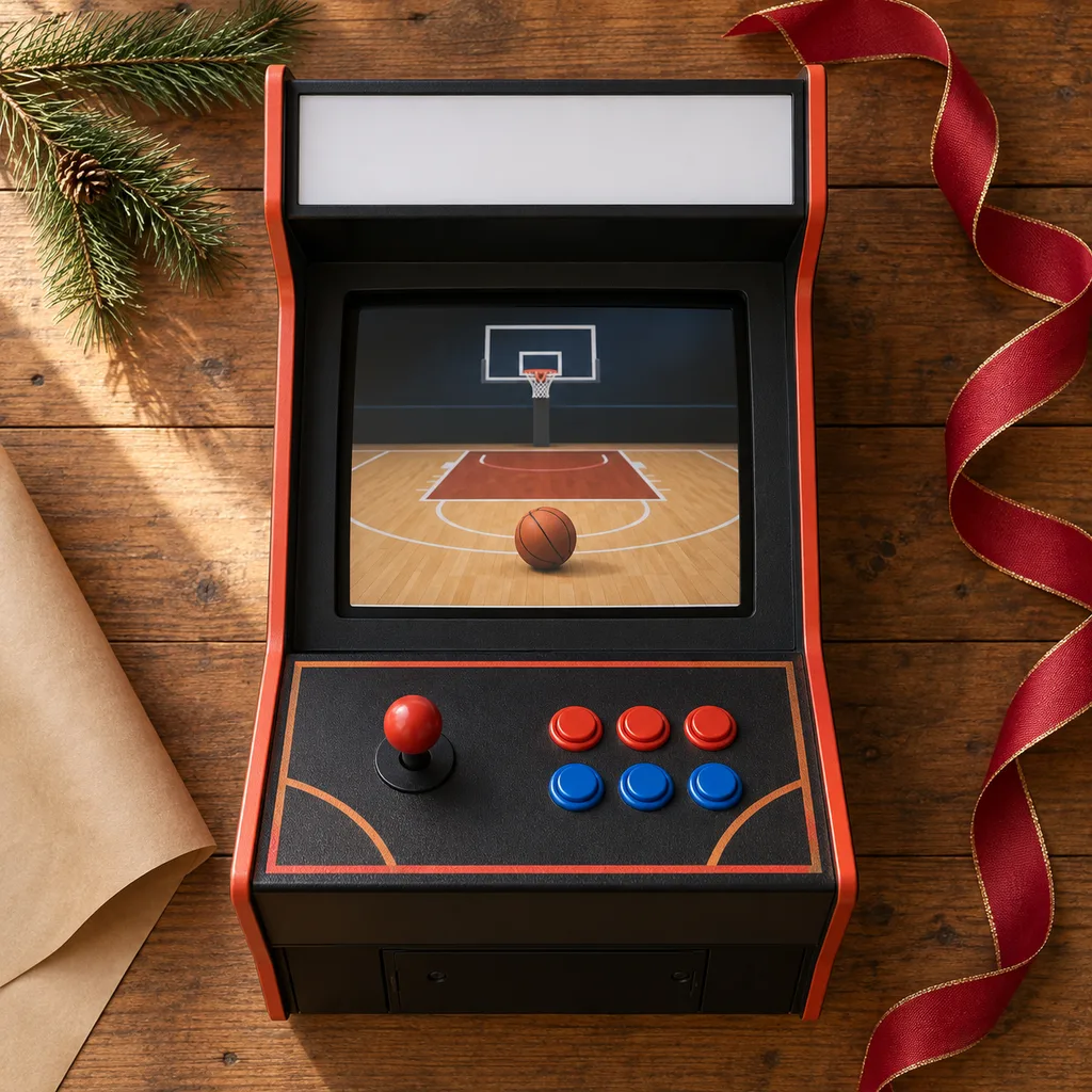 Representative photo-style image of arcade sports game cabinet — generated, not a specific product